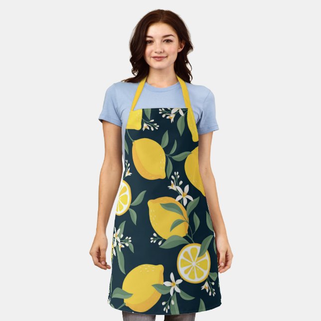 Lemon Yellow Leaf Pattern Apron (Worn)