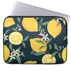Lemon Yellow Leaf Pattern Laptop Sleeve