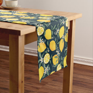 Lemon Yellow Leaf Pattern Medium Table Runner