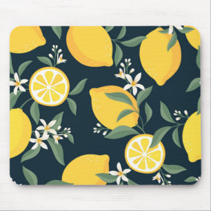Lemon Yellow Leaf Pattern Mouse Mat