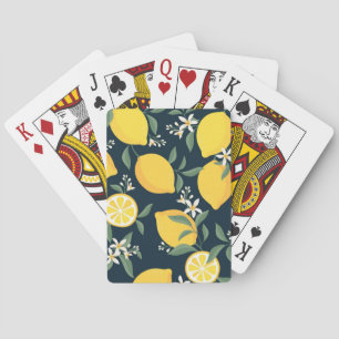 Lemon Yellow Leaf Pattern Playing Cards
