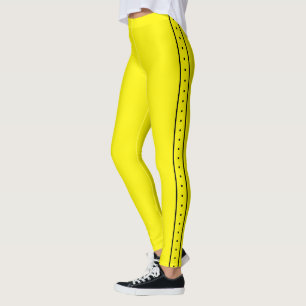 Lemon Yellow Leggings with Black Side Stripe