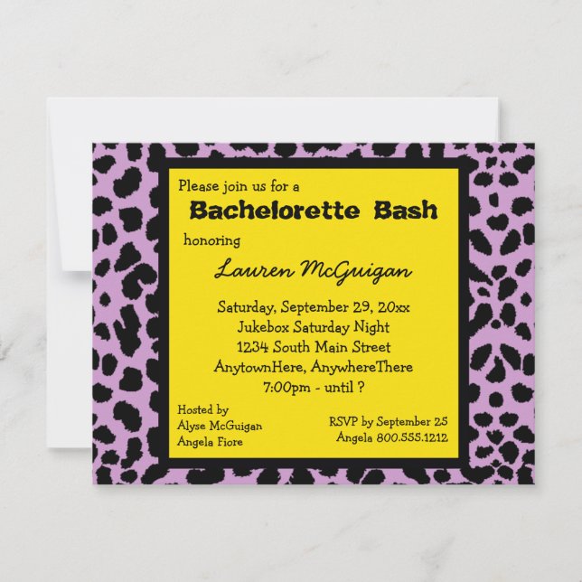 Lemon Yellow Leopard Print Party Invitation (Front)