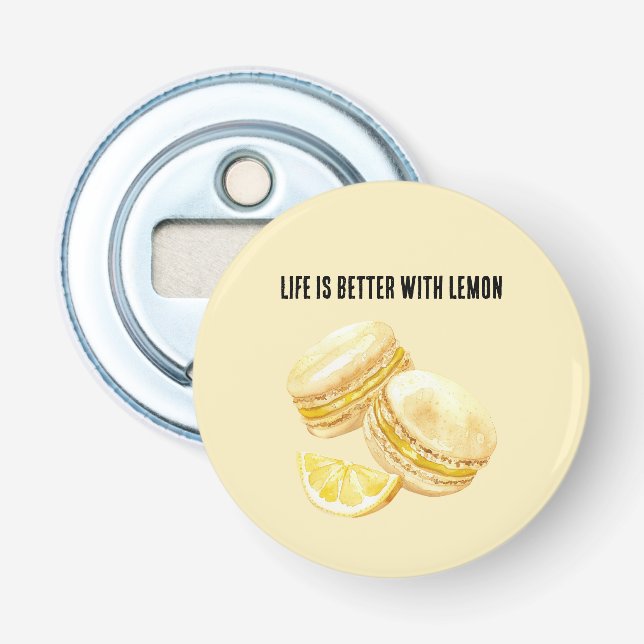 Lemon Yellow Macarons Bottle Opener (Front)