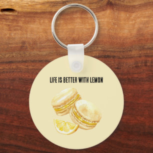 Lemon Yellow Macarons Key Ring
