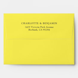 Lemon Yellow Modern Custom Wedding 5.25x7.25 Envelope