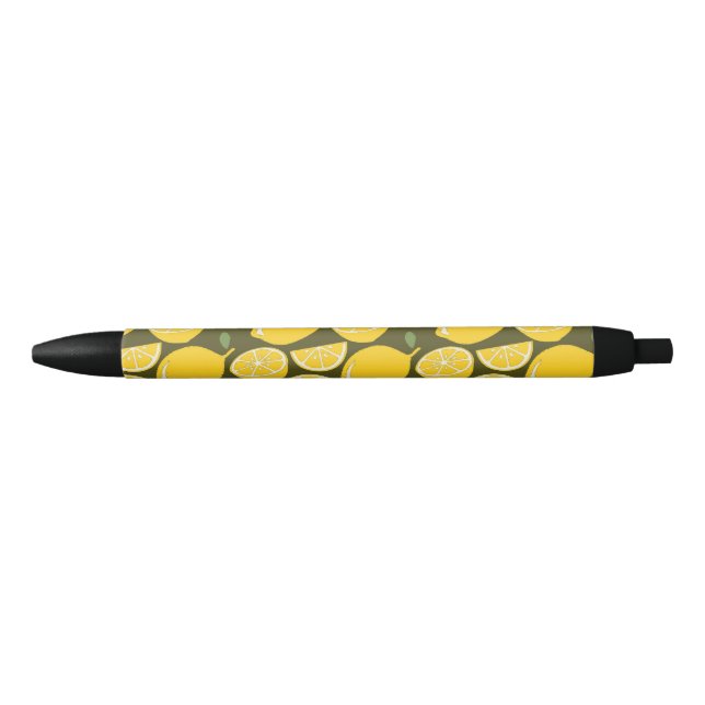 Lemon Yellow Modern Fun Cute Black Ink Pen (Front)