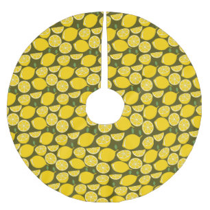 Lemon Yellow Modern Fun Cute Brushed Polyester Tree Skirt
