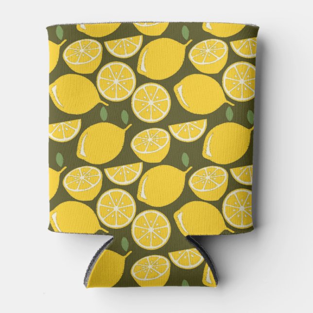Lemon Yellow Modern Fun Cute Can Cooler (Front)