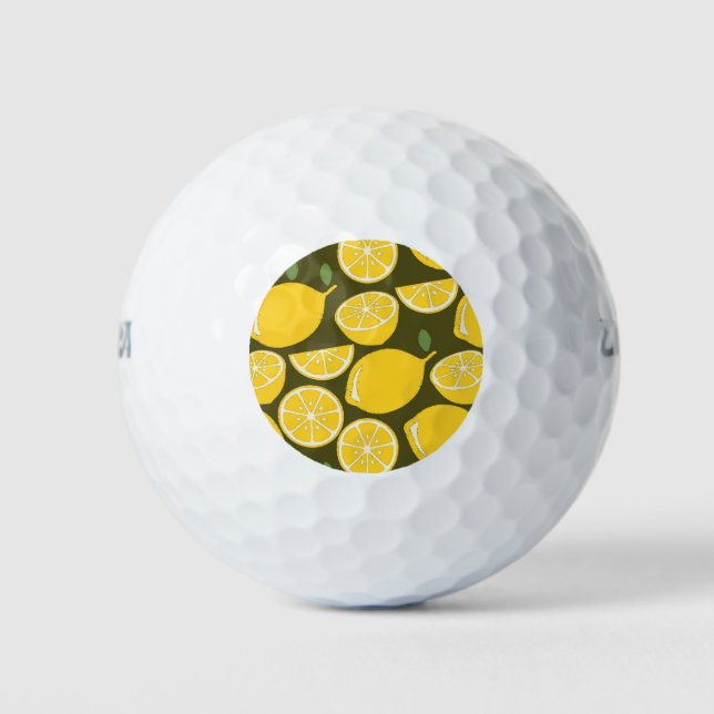 Lemon Yellow Modern Fun Cute Golf Balls (Front)