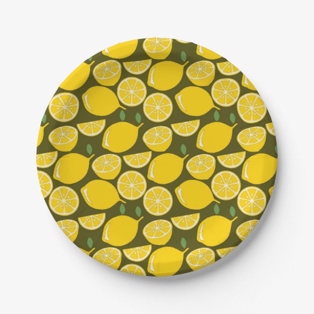 Lemon Yellow Modern Fun Cute Paper Plate (Front)