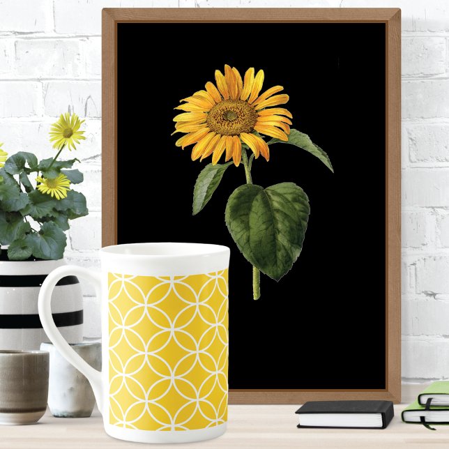 Lemon Yellow Modern Geometric Bone China Mug (Creator Uploaded)