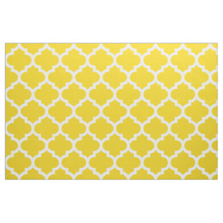 Lemon Yellow Moroccan Quatrefoil Trellis Fabric