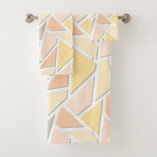 Lemon yellow mosaic pattern bath towel set