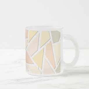 Lemon yellow mosaic pattern frosted glass coffee mug