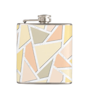 Lemon yellow mosaic pattern hip flask