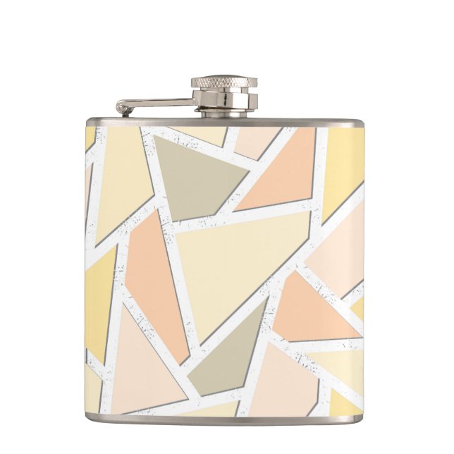Lemon yellow mosaic pattern hip flask (Front)