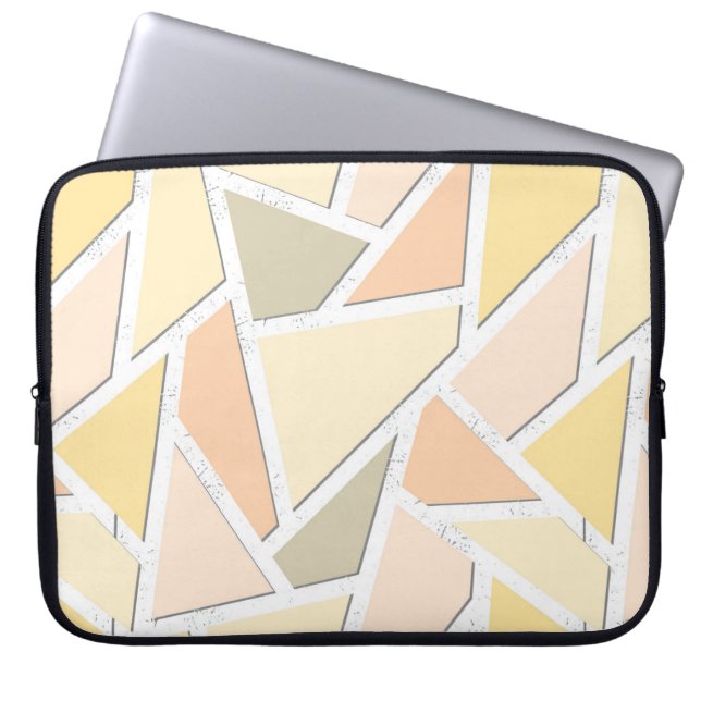 Lemon yellow mosaic pattern laptop sleeve (Front)