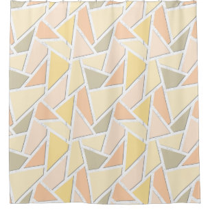 Lemon yellow mosaic pattern shower curtain