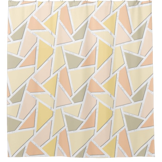 Lemon yellow mosaic pattern shower curtain (Front)