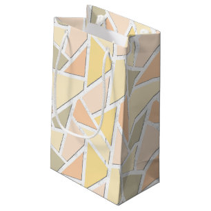 Lemon yellow mosaic pattern small gift bag