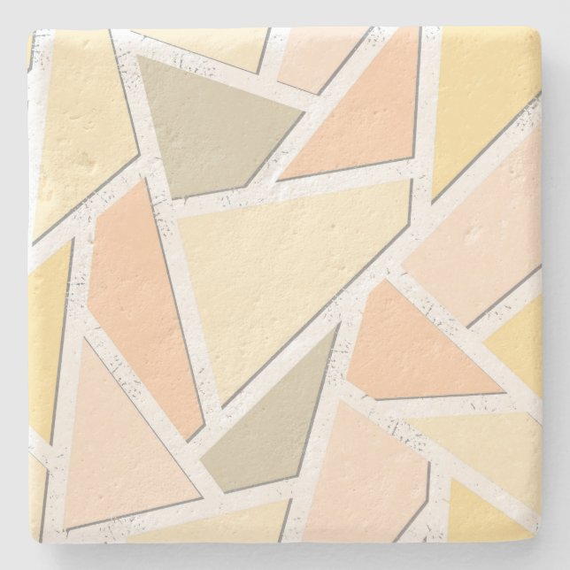 Lemon yellow mosaic pattern stone coaster (Front)
