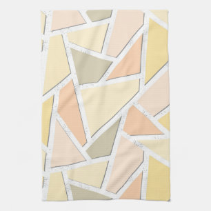 Lemon yellow mosaic pattern tea towel