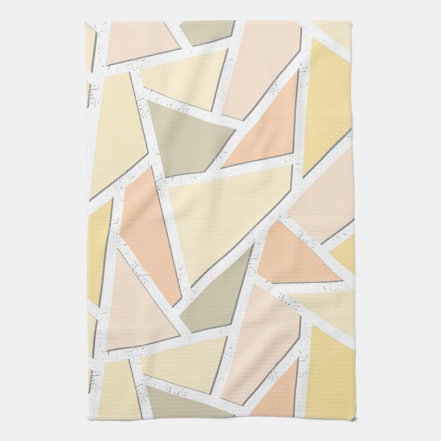 Lemon yellow mosaic pattern tea towel (Vertical)
