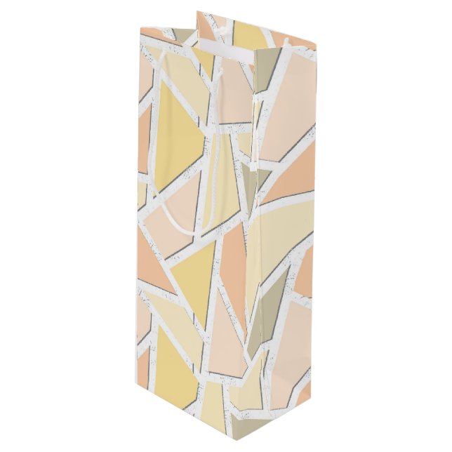 Lemon yellow mosaic pattern wine gift bag (Front Angled)