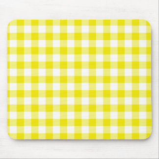 Lemon Yellow Mousepad, Check Gingham Pattern Mouse Mat