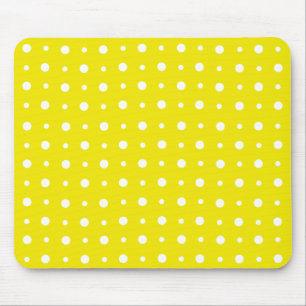 Lemon Yellow Mousepad, White Polka Dots Mouse Mat