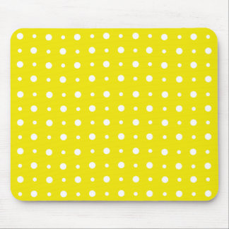 Lemon Yellow Mousepad, White Polka Dots Mouse Mat