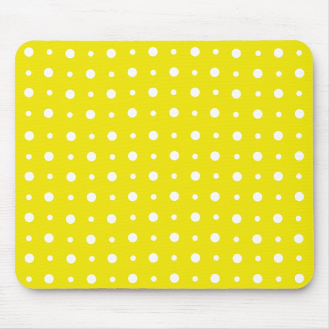 Lemon Yellow Mousepad, White Polka Dots Mouse Mat (Front)