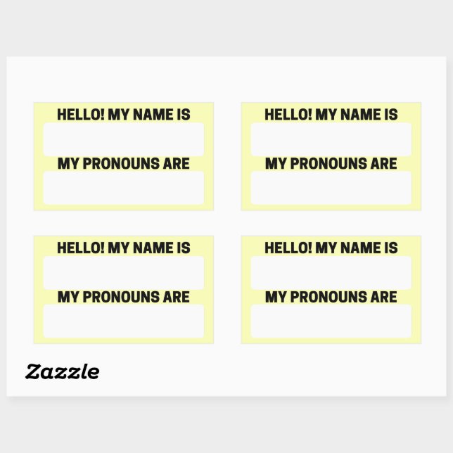 Lemon Yellow Name & Pronoun Labels (Sheet)
