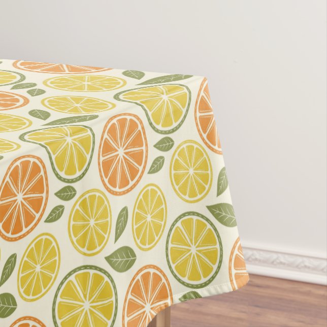 Lemon yellow orange  Pattern white  Tablecloth (In Situ)