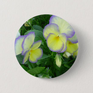 Lemon Yellow Pansies Button
