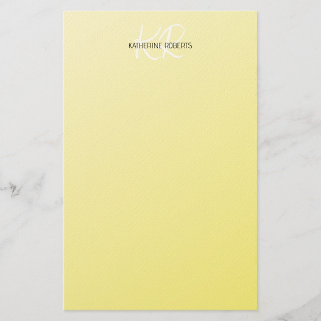 Lemon Yellow Personalised Stationery Paper (Front)