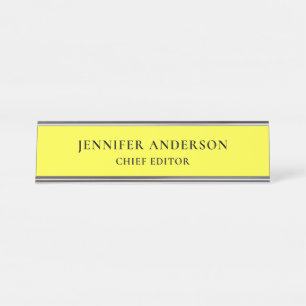 Lemon Yellow Professional Modern Plain Minimalist Desk Name Plate