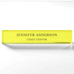 Lemon Yellow Professional Modern Plain Minimalist Nameplate