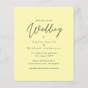 Lemon Yellow Script Typography only Budget Wedding