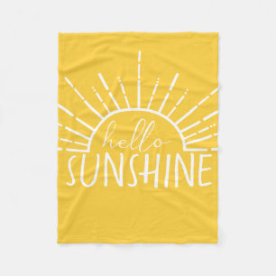 Lemon Yellow Simple Modern Hello Sunshine     Fleece Blanket