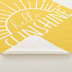 Lemon Yellow Simple Modern Hello Sunshine Sherpa Blanket