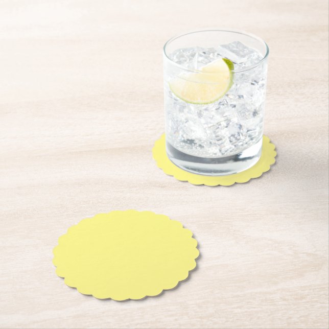 Lemon yellow, solid colour, paper coaster (Insitu)