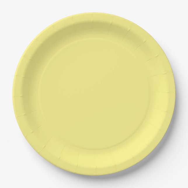 Lemon yellow, solid colour, paper plate (Front)