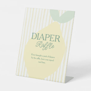Lemon Yellow Striped Diaper Raffle Entry Pedestal Sign
