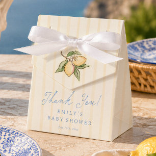 Lemon Yellow Stripes Baby Shower Thank You Favour Box