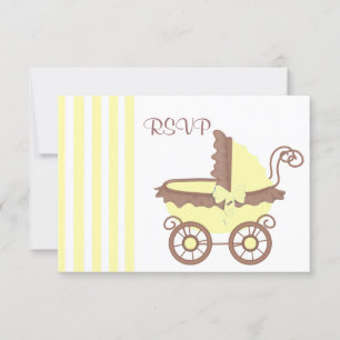 LEMON YELLOW VINTAGE BABY SHOWER RSVP CARD