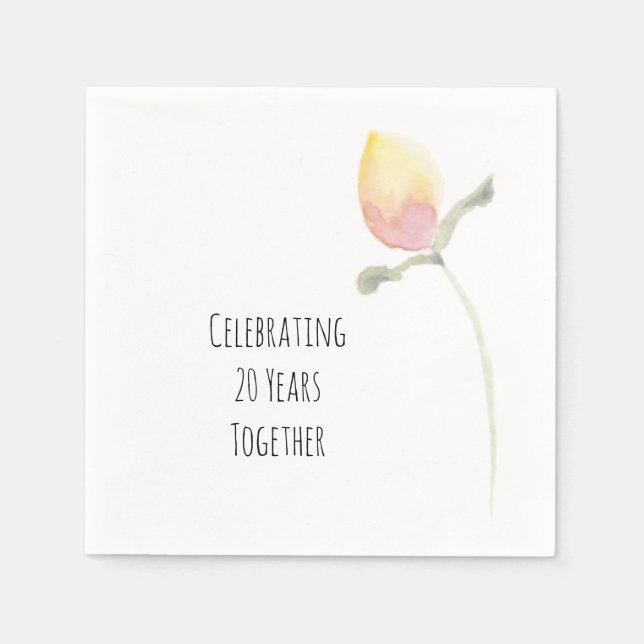 Lemon Yellow Watercolor Flower Napkin (Front)