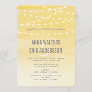 Lemon Yellow Watercolor String Lights Invitation