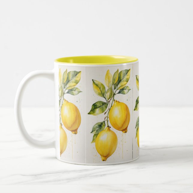 Lemon Yellow Watercolour Mug (Left)